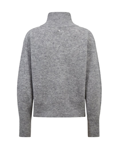 Mos Mosh Thora Knit Zip Cardigan Grey Melange