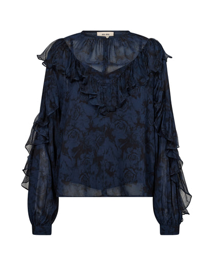 Mos Mosh Roya Ruffle Rose Blouse Dark Flower