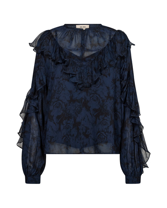 Mos Mosh Roya Ruffle Rose Blouse Dark Flower