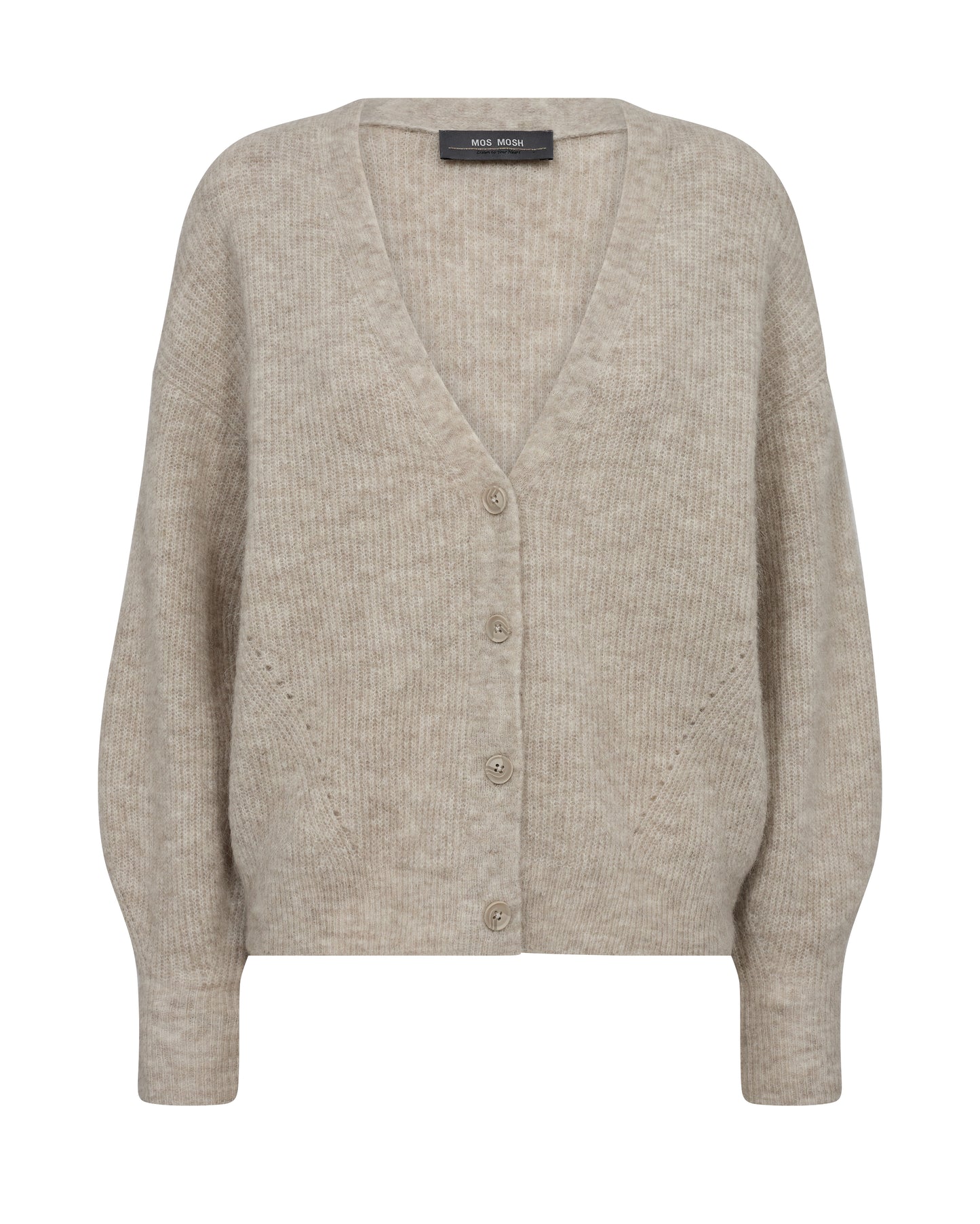 Mos Mosh Thora V-Neck Knit Cardigan Feather Gray