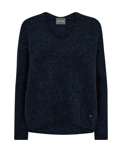 Mos Mosh Thora V-Neck Knit Salute Navy