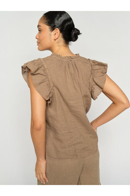Mos Mosh Tea Linen Blouse Oak