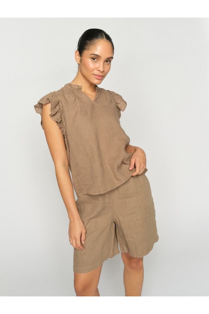 Mos Mosh Tea Linen Blouse Oak