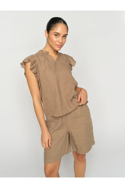 Mos Mosh Tea Linen Blouse Oak