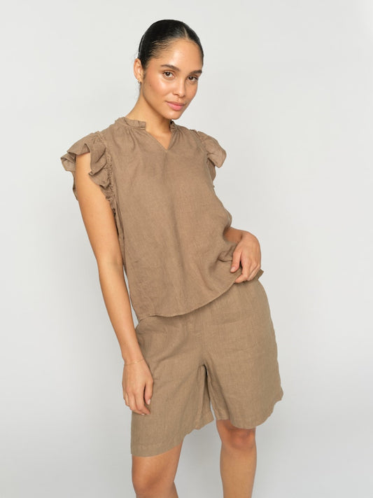 Mos Mosh Tea Linen Blouse Oak