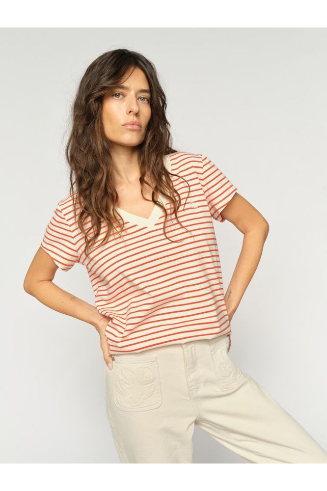 Mos Mosh Kala Stripe Tee Orange