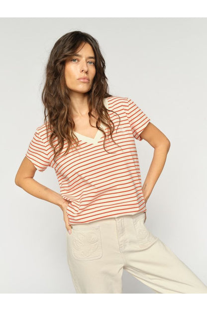 Mos Mosh Kala Stripe Tee Orange