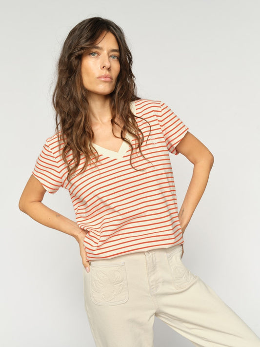 Mos Mosh Kala Stripe Tee Orange