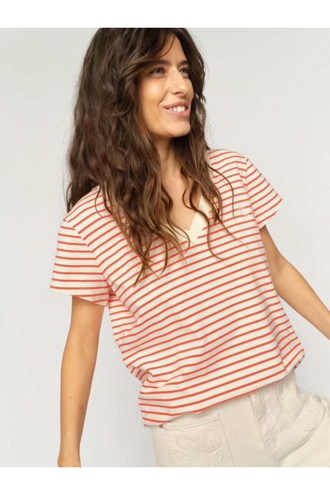 Mos Mosh Kala Stripe Tee Orange