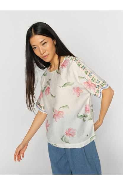 Mos Mosh Palma Big Orchid Blouse Ecru