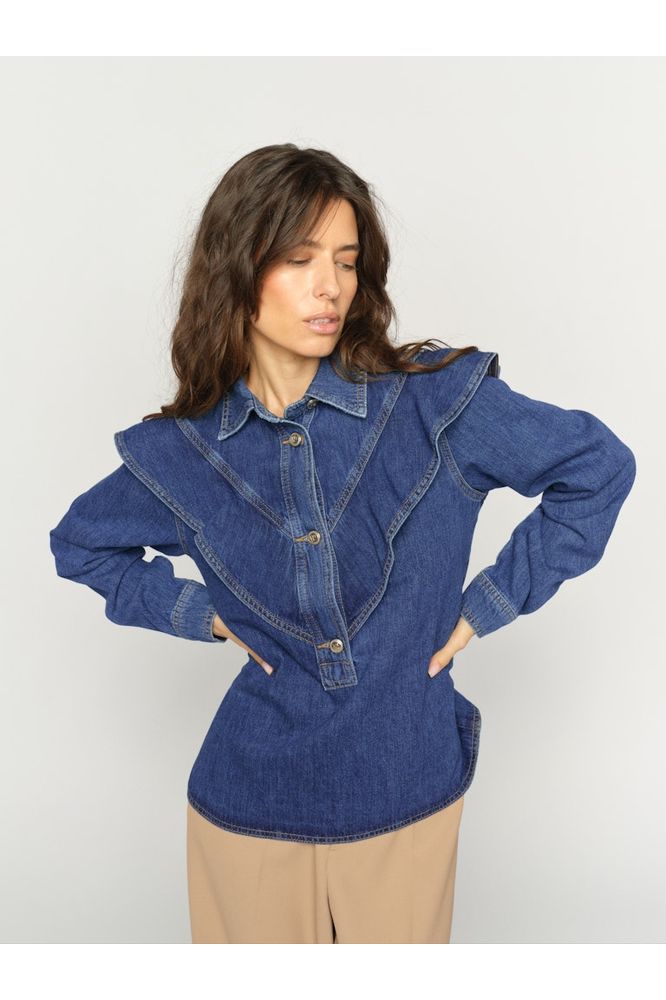 Mos Mosh Irina Denim Shirt Dark Blue