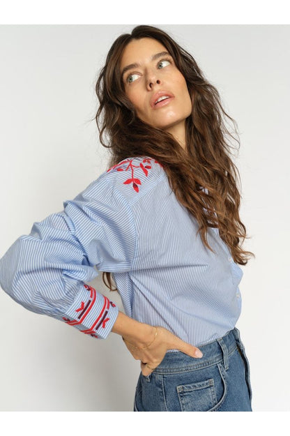 Mos Mosh Osmo Stripey Shirt Blue
