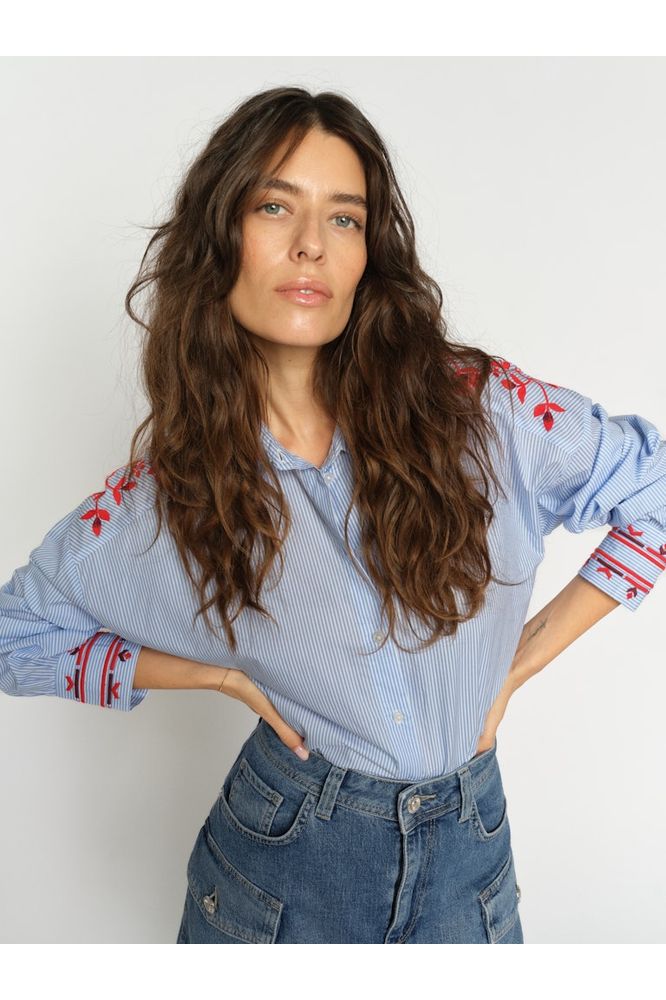 Mos Mosh Osmo Stripey Shirt Blue