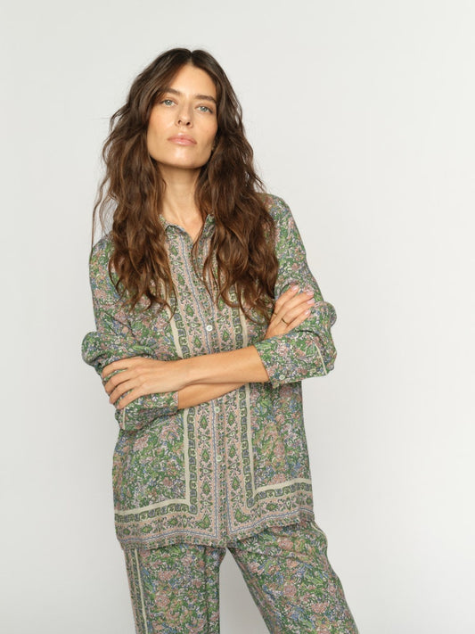 Mos Mosh Kana Flowish Orchid Shirt Green