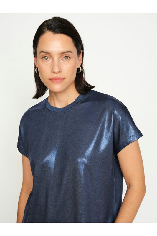 Mos Mosh Nivola O-neck Metallic Tee Blue