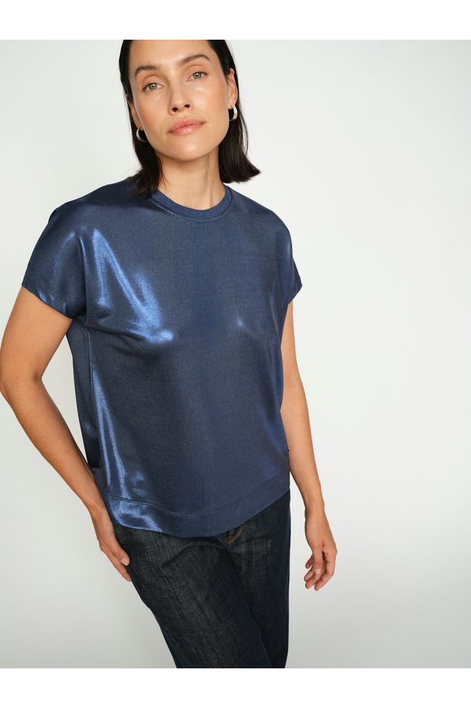 Mos Mosh Nivola O-neck Metallic Tee Blue