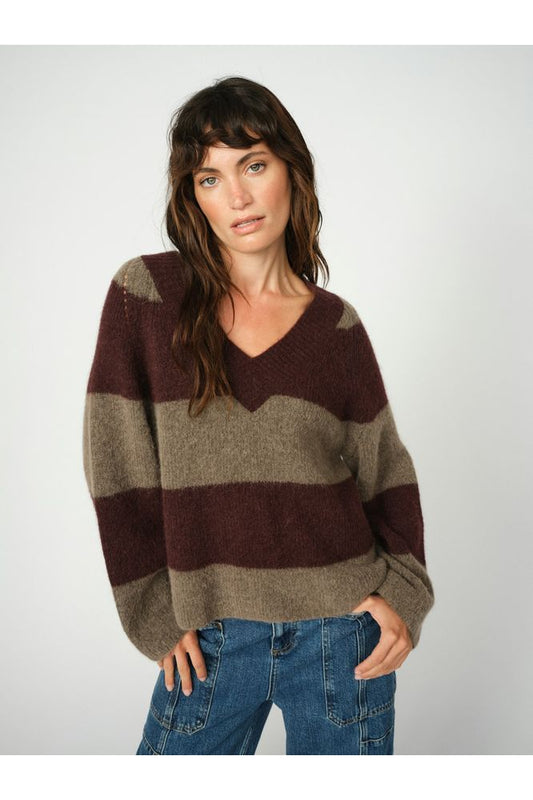 Mos Mosh Taci Stripe V-Neck Knit