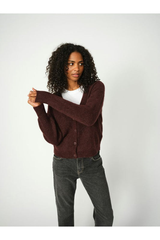 Mos Mosh Thora V-Neck Knit Cardigan Fudge