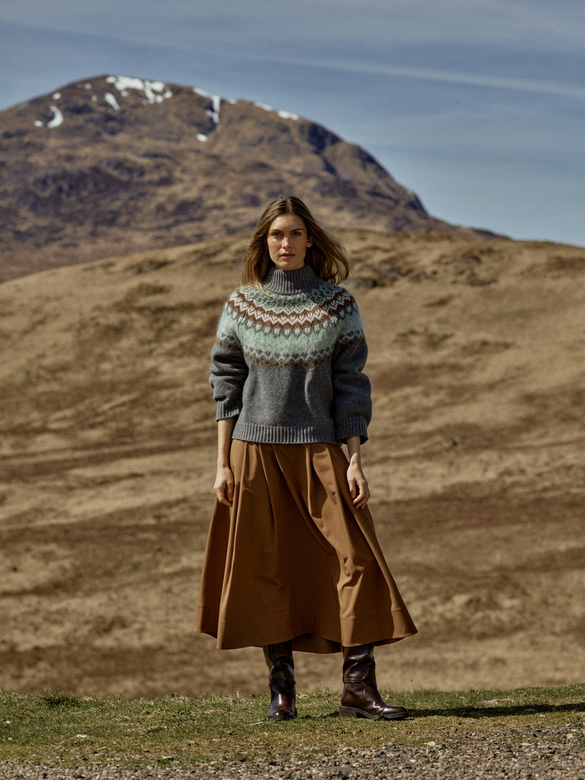 Mos Mosh Kit Sato Skirt Dark Camel