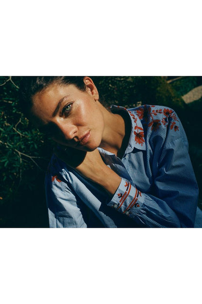 Mos Mosh Osmo Stripey Shirt Blue