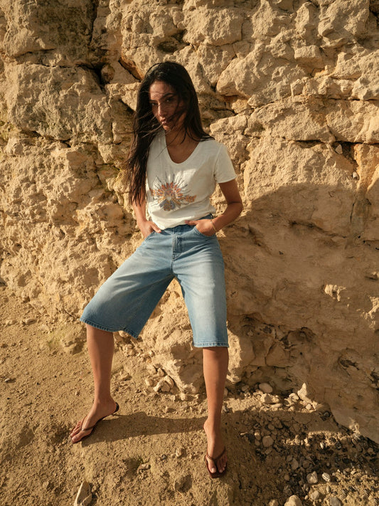 Mos Mosh Tonia O-SS Glam Tee Ecru