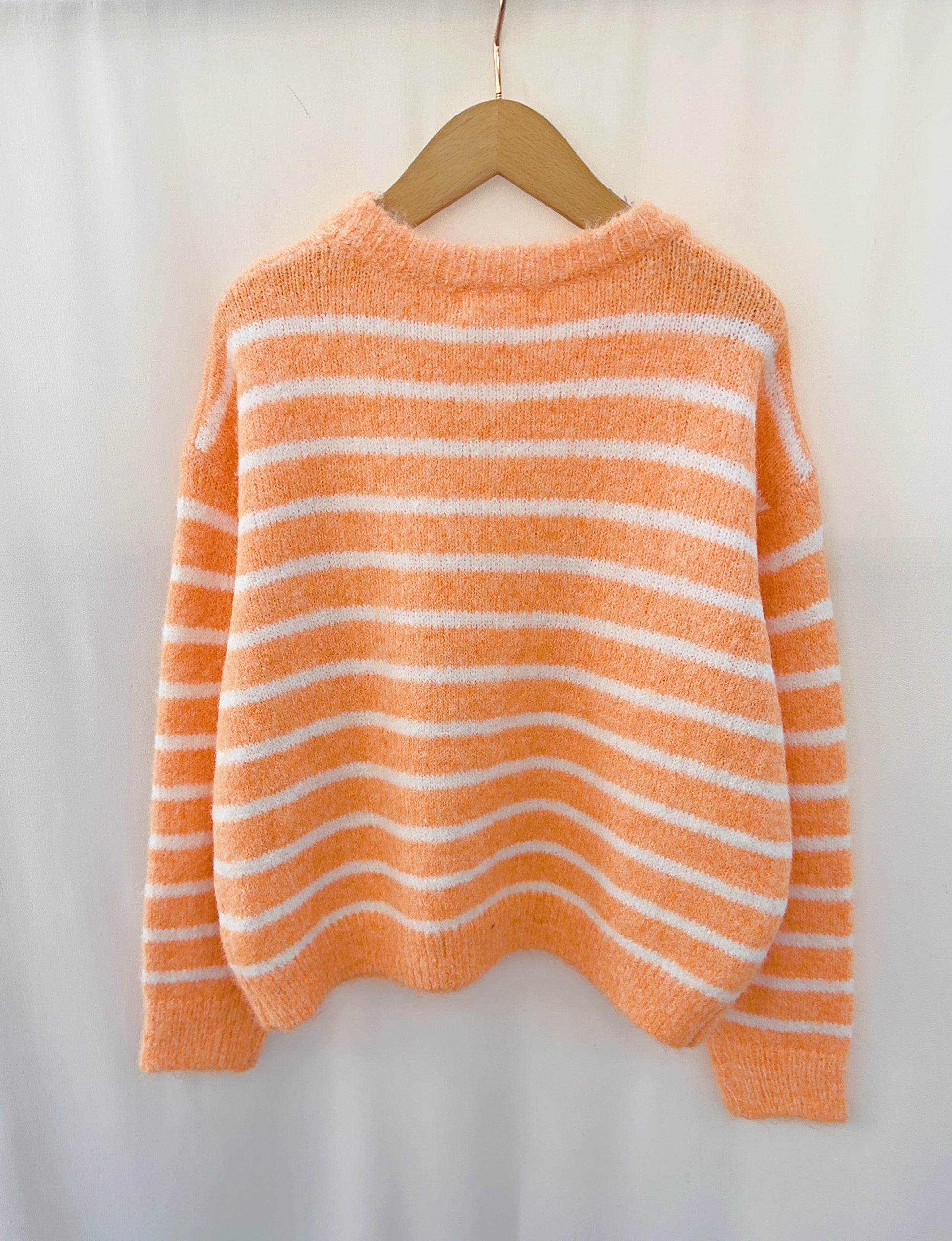Killy Stripe Sweater-Orange/White
