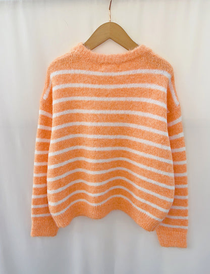 Killy Stripe Sweater-Orange/White