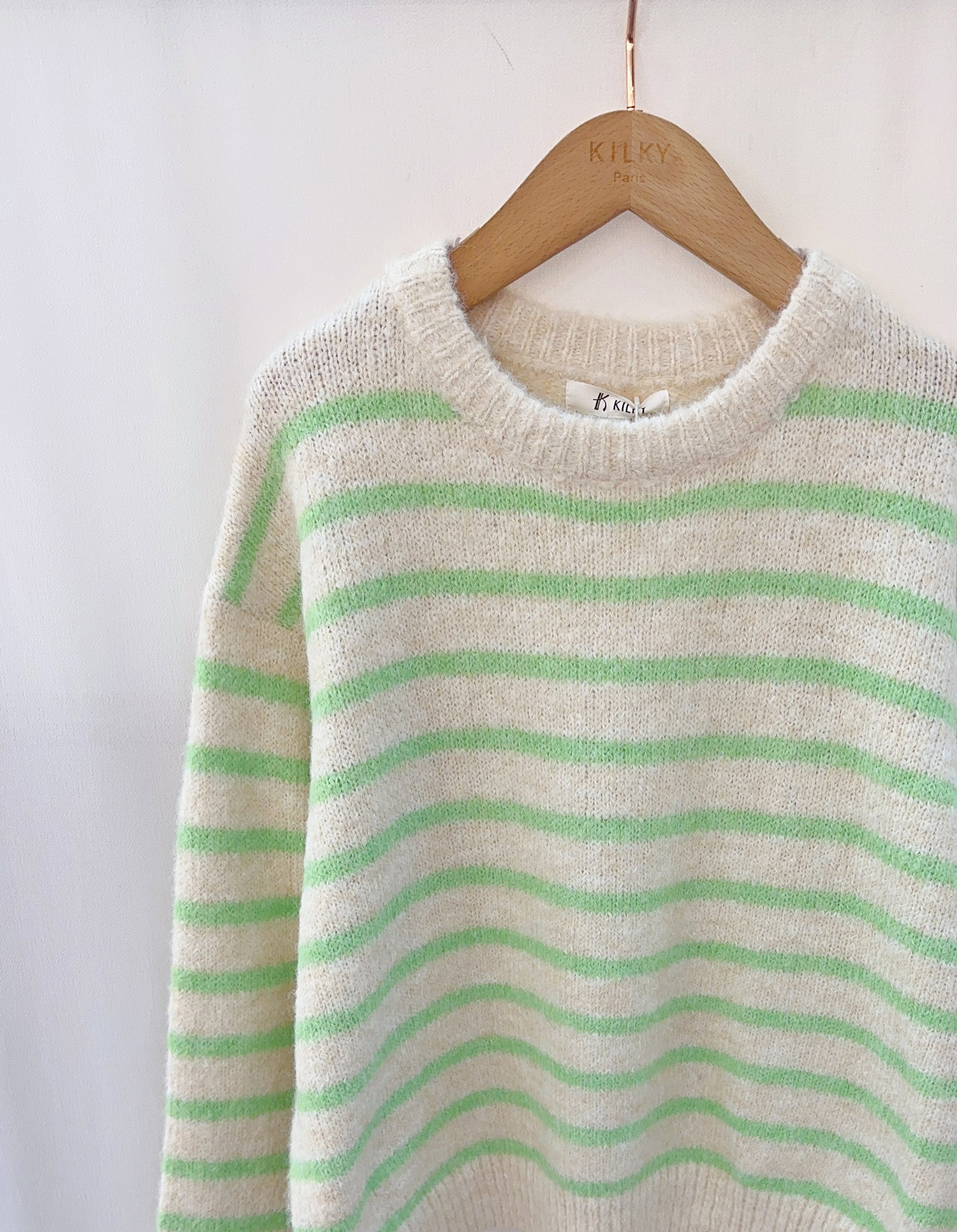 Killy Stripe Sweater-Green/White