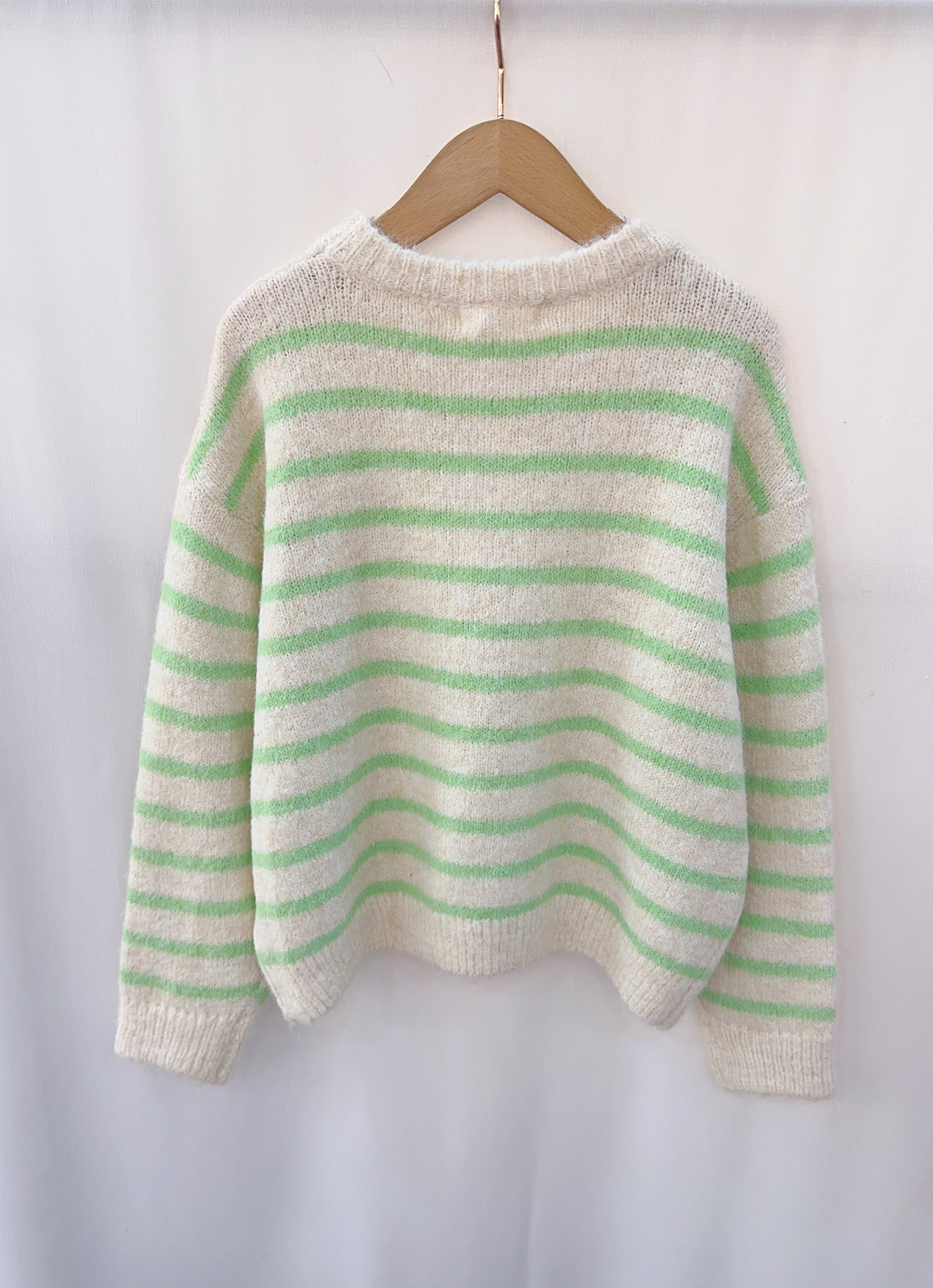 Killy Stripe Sweater-Green/White