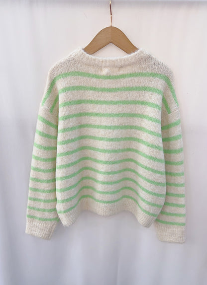 Killy Stripe Sweater-Green/White
