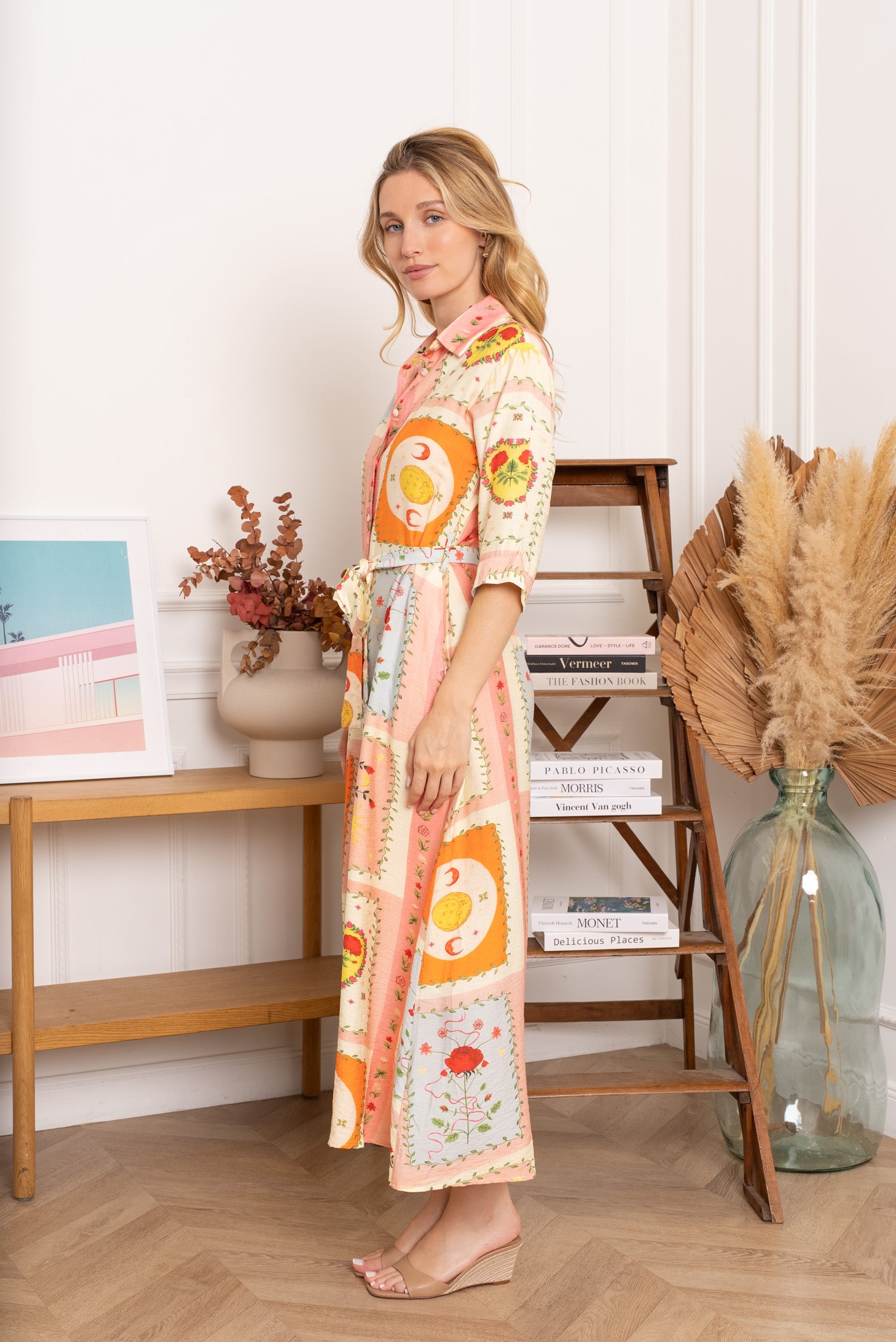 Killy Large Tile Shirt Dress Orange