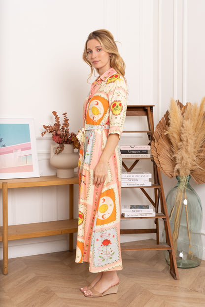 Killy Large Tile Shirt Dress Orange