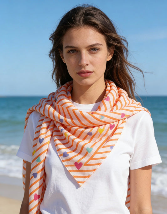 Carla Check Heart Scarf