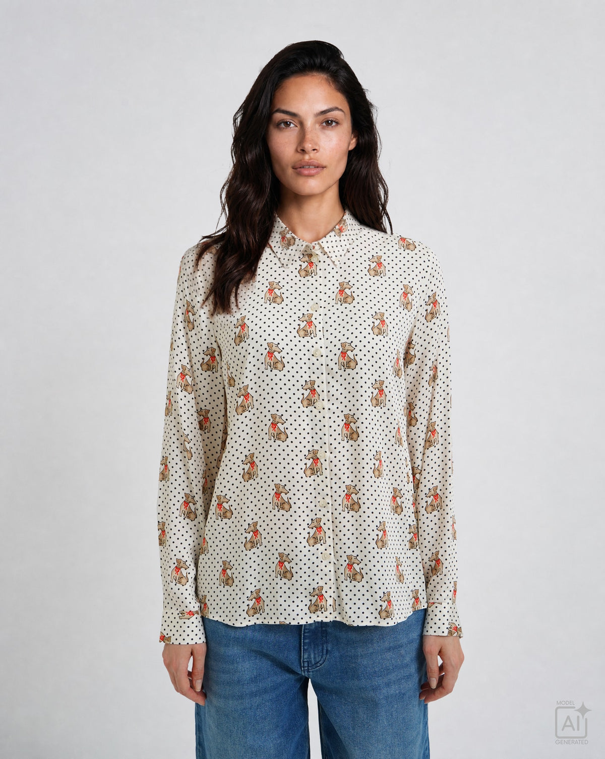 Milano Polka Blouse Sand Print