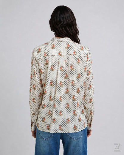 Milano Polka Blouse Sand Print