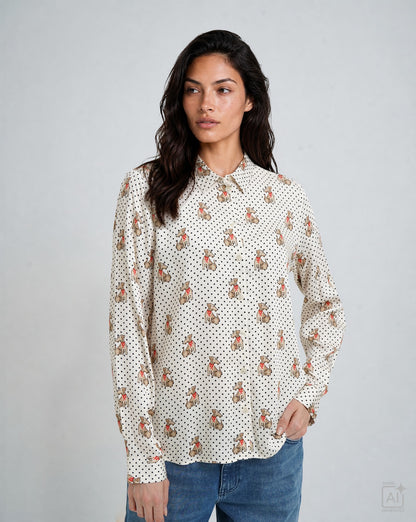 Milano Polka Blouse Sand Print