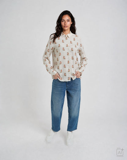 Milano Polka Blouse Sand Print