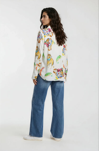 Milano Animal Blouse-Cream Print