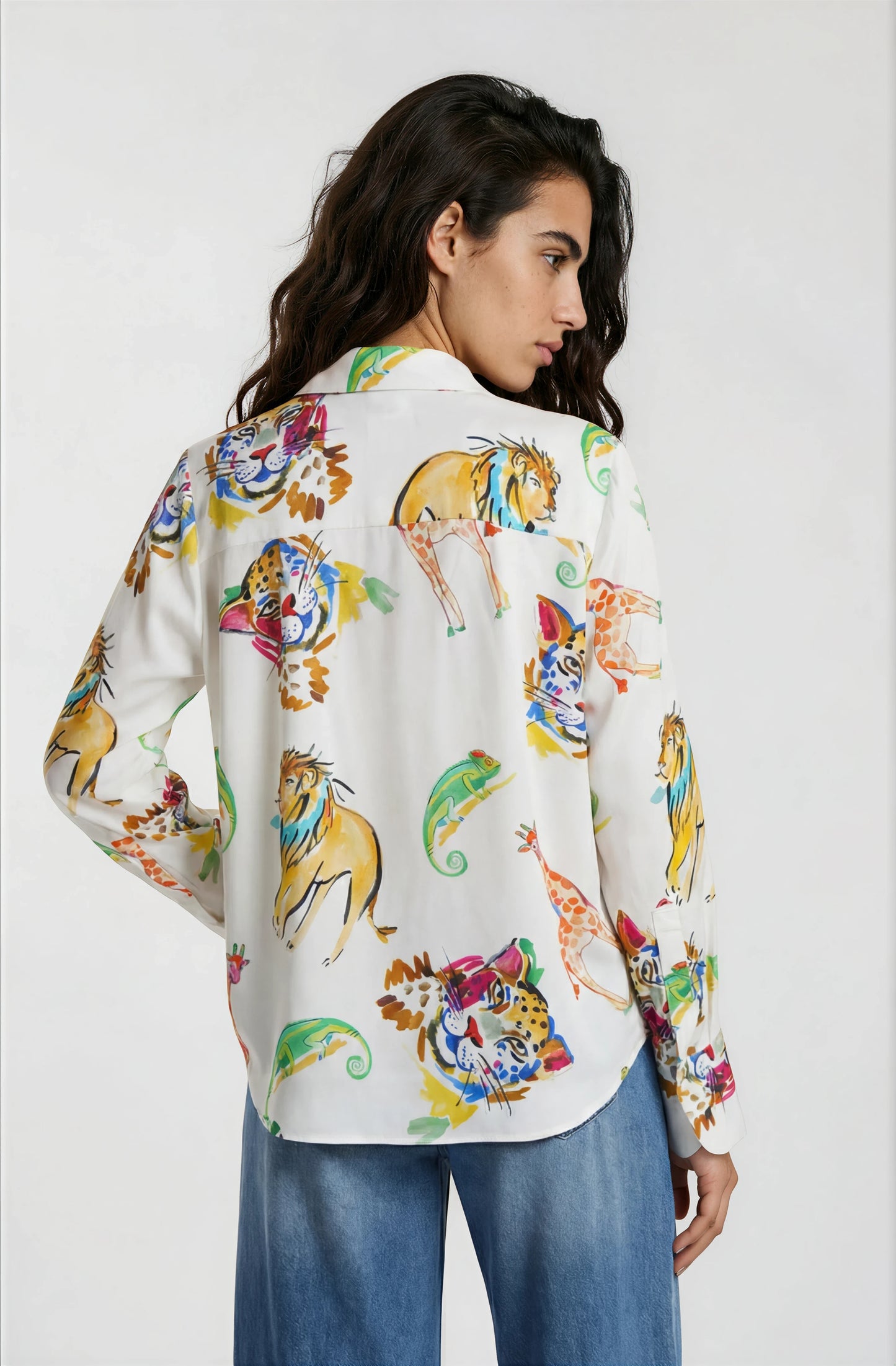 Milano Animal Blouse-Cream Print