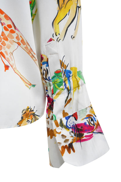 Milano Animal Blouse-Cream Print