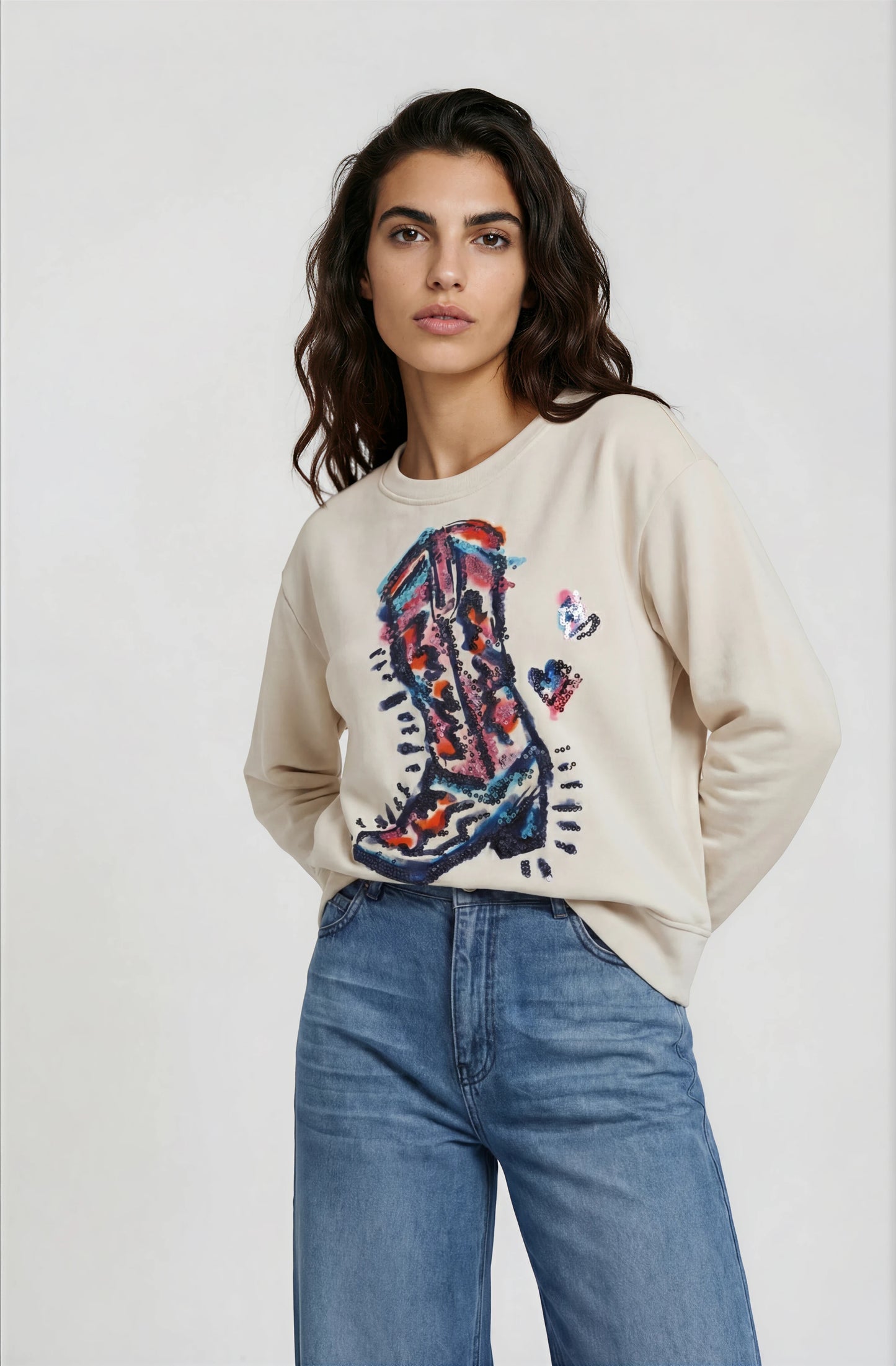 Milano Round Neck Sweatshirt Cream