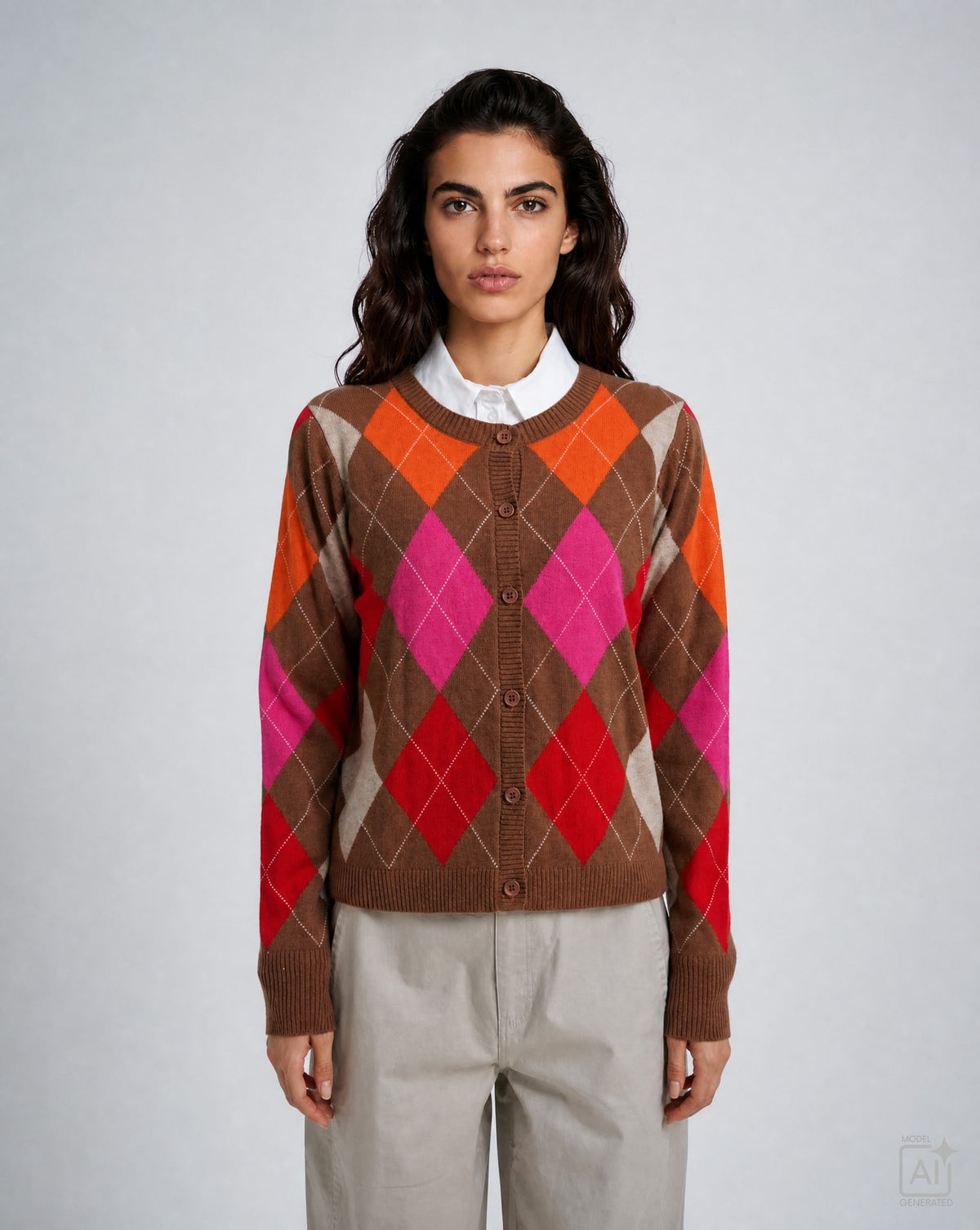Milano Round Neck Cardigan Chili Print