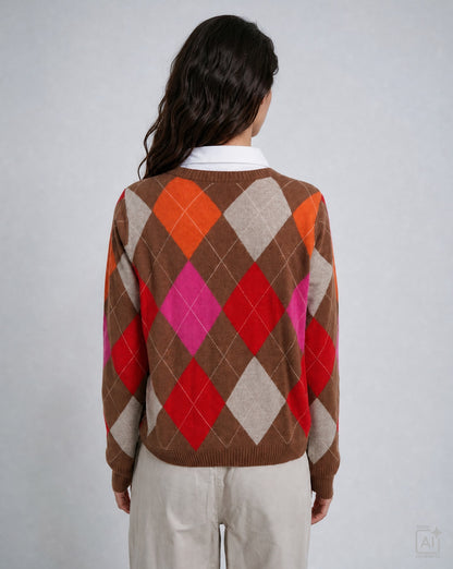 Milano Round Neck Cardigan Chili Print