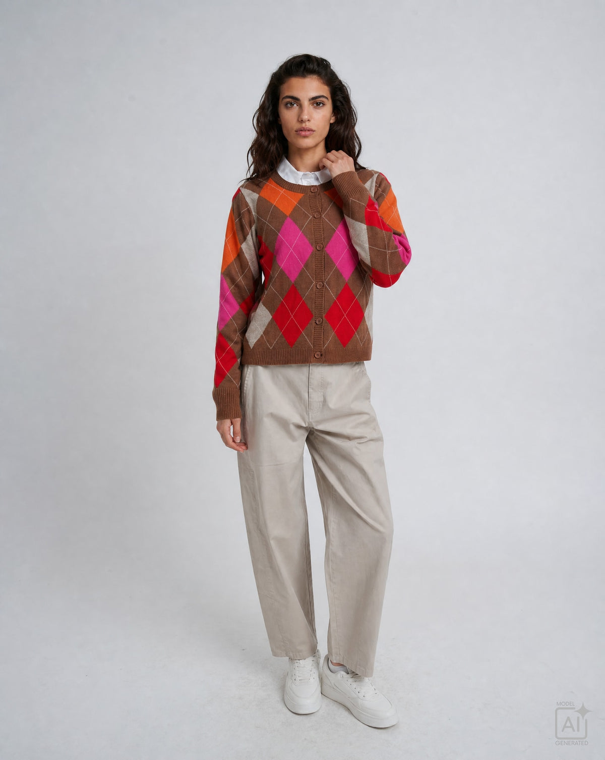 Milano Round Neck Cardigan Chili Print