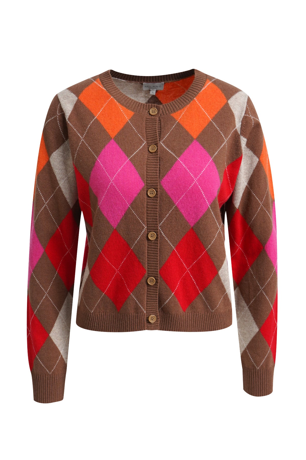 Milano Round Neck Cardigan Chili Print