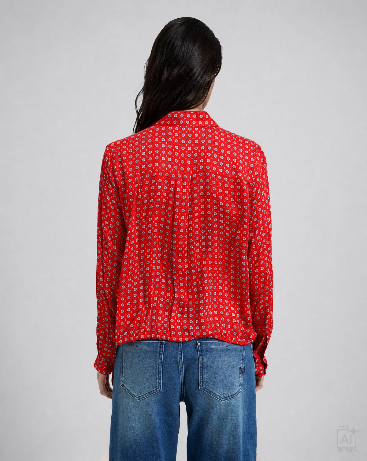 Milano Tie Hem Shirt Blouse Chili Print