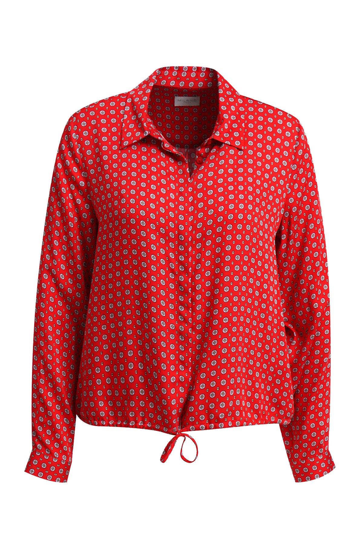 Milano Tie Hem Shirt Blouse Chili Print