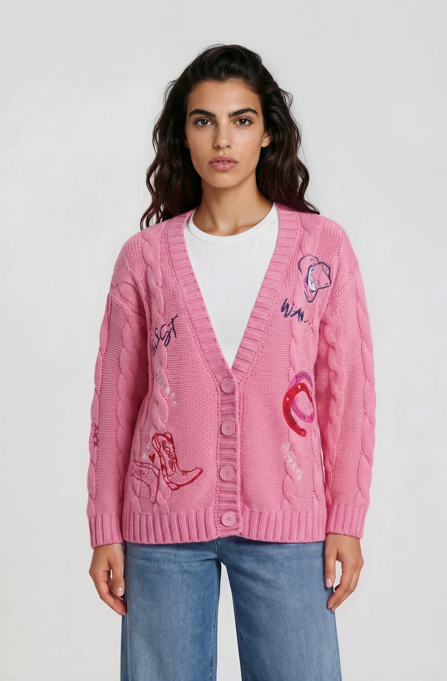 Milano V Neck Cardigan Candy Print
