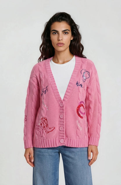Milano V Neck Cardigan Candy Print