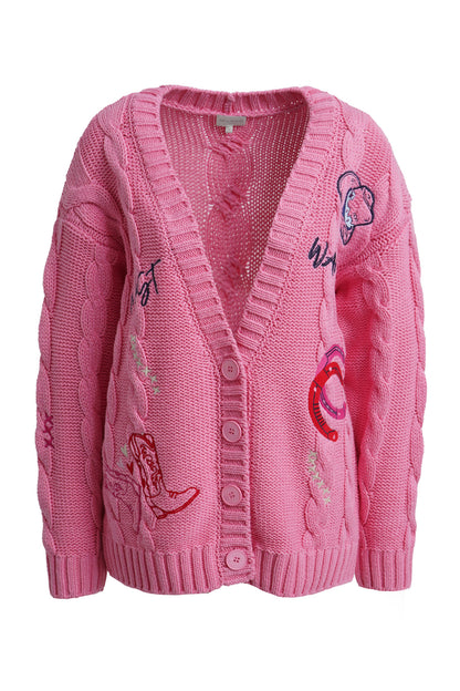 Milano V Neck Cardigan Candy Print